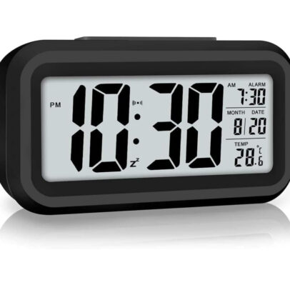 Loud Digital Alarm Clock with Timer & Sensor for Students & Heavy Sleepers