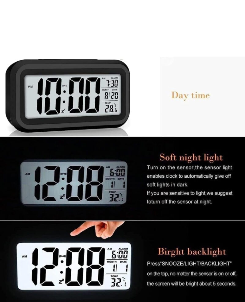 Loud Digital Alarm Clock with Timer & Sensor for Students & Heavy Sleepers - Image 3