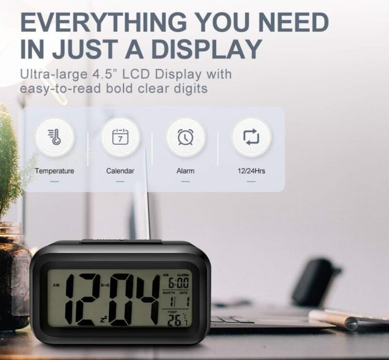Loud Digital Alarm Clock with Timer & Sensor for Students & Heavy Sleepers - Image 6