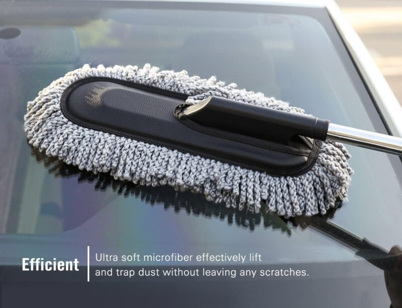 Soft Microfiber Car Duster with Extendable Handle – Grey - Image 2