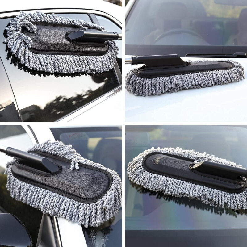 Soft Microfiber Car Duster with Extendable Handle – Grey - Image 3