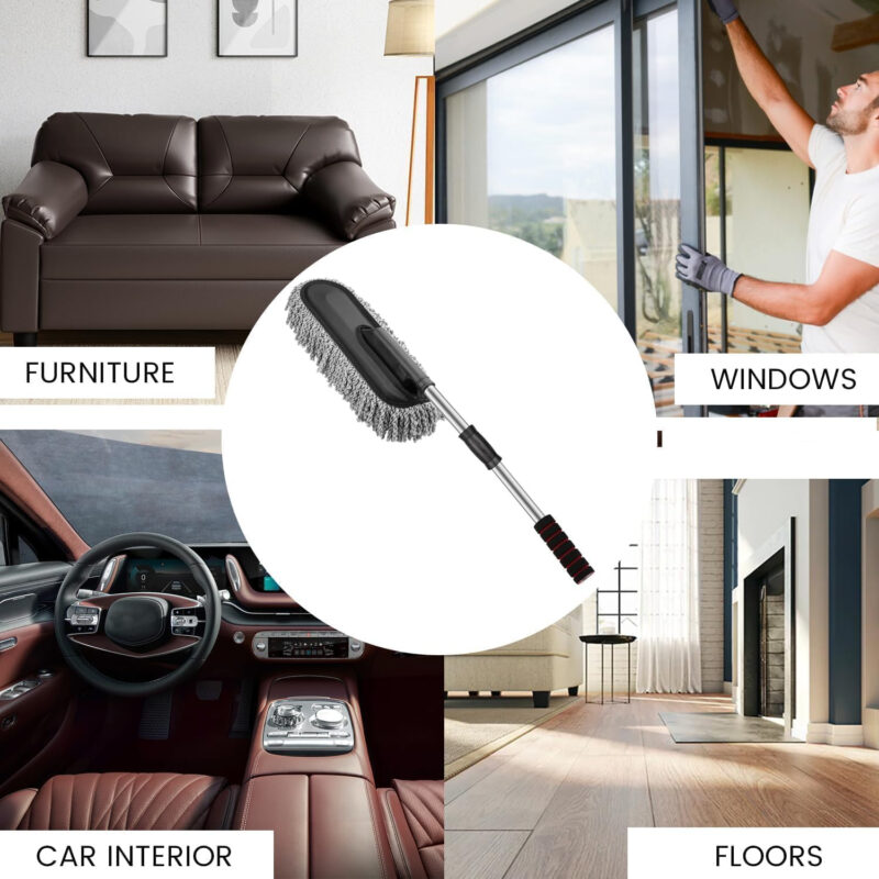 Soft Microfiber Car Duster with Extendable Handle – Grey - Image 6