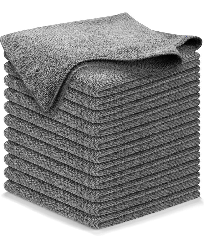 4-Pack Grey Microfiber Cloths – Thick, Lint-Free, 40×40cm