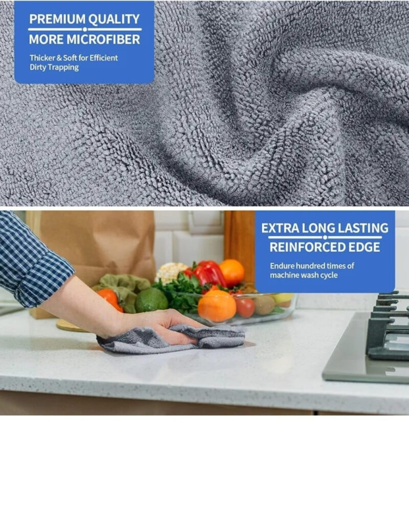 4-Pack Grey Microfiber Cloths – Thick, Lint-Free, 40×40cm - Image 3
