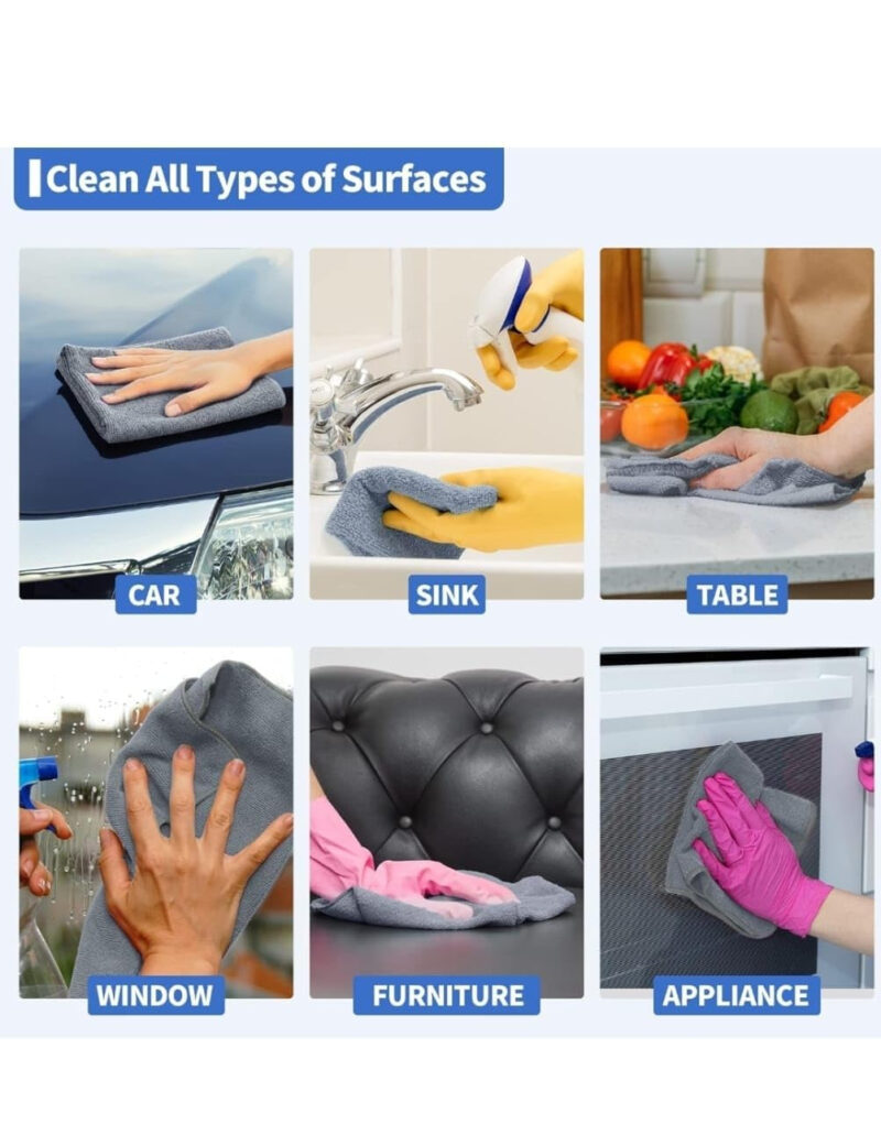 4-Pack Grey Microfiber Cloths – Thick, Lint-Free, 40×40cm - Image 5