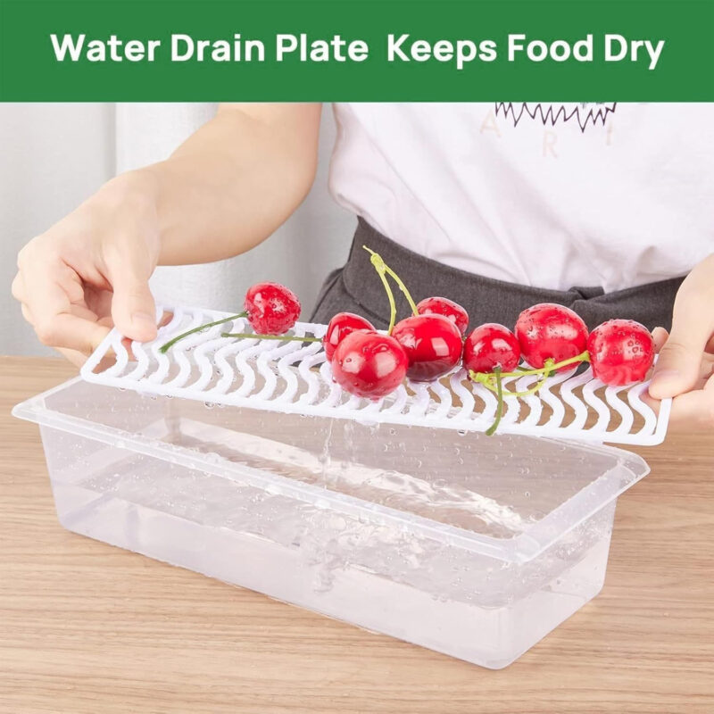 6-Pack 1500ML Transparent Fridge Organizer Boxes with Removable Drain Plate & Secure Lids - Image 5