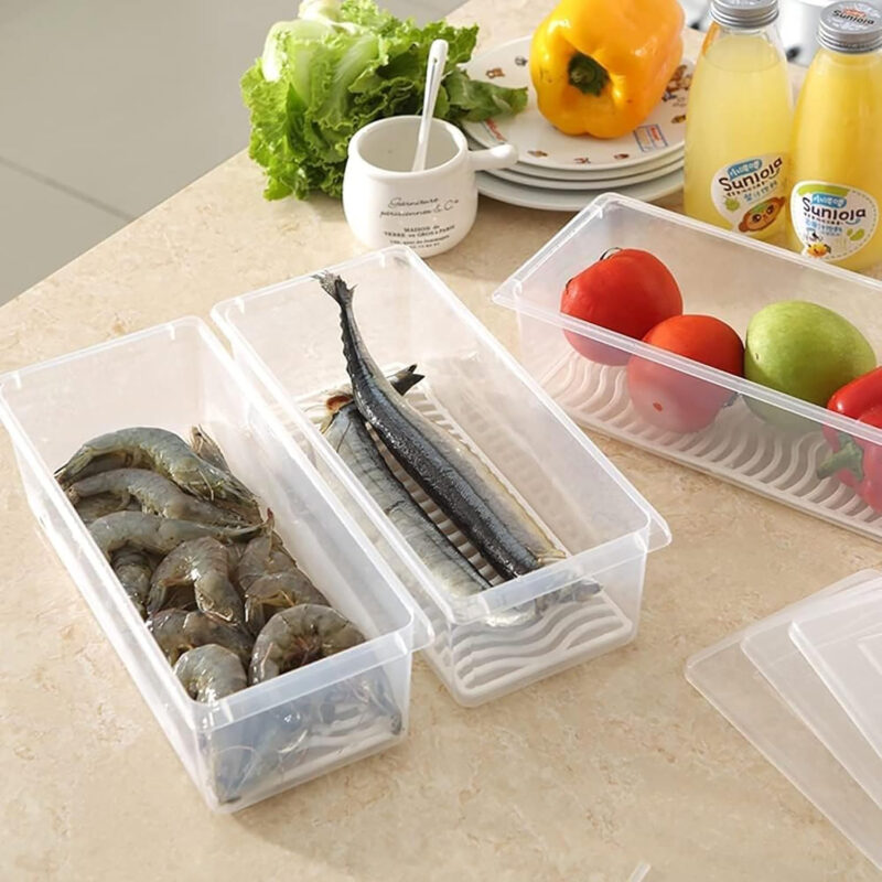 6-Pack 1500ML Transparent Fridge Organizer Boxes with Removable Drain Plate & Secure Lids - Image 7
