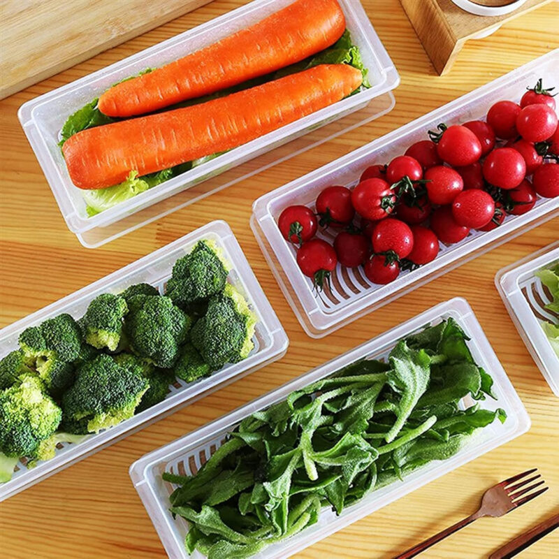 6-Pack 1500ML Transparent Fridge Organizer Boxes with Removable Drain Plate & Secure Lids - Image 8
