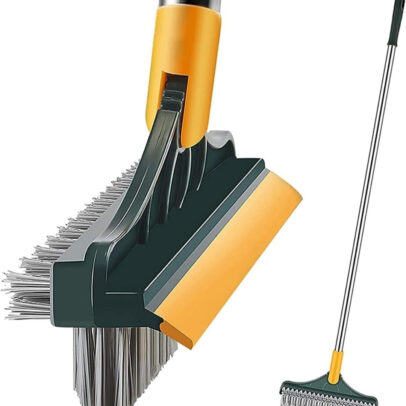 3-in-1 Bathroom Cleaning Brush with Wiper – Rotating Floor Scrubber & Long Handle