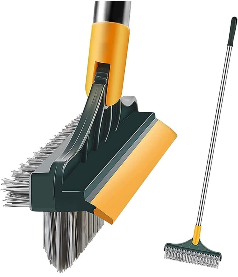 3-in-1 Bathroom Cleaning Brush with Wiper – Rotating Floor Scrubber & Long Handle