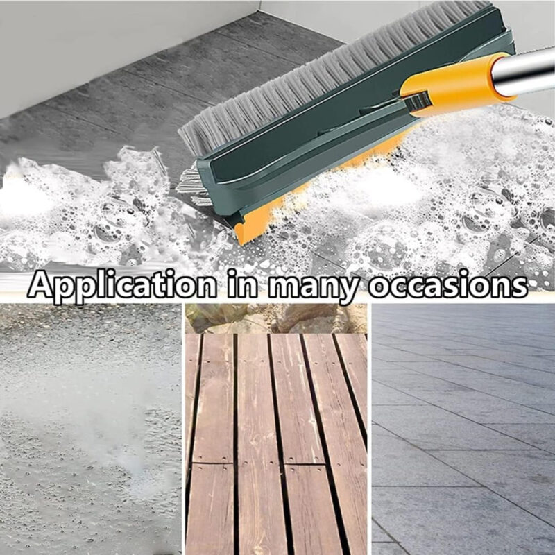 3-in-1 Bathroom Cleaning Brush with Wiper – Rotating Floor Scrubber & Long Handle - Image 3