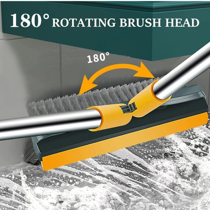 3-in-1 Bathroom Cleaning Brush with Wiper – Rotating Floor Scrubber & Long Handle - Image 5