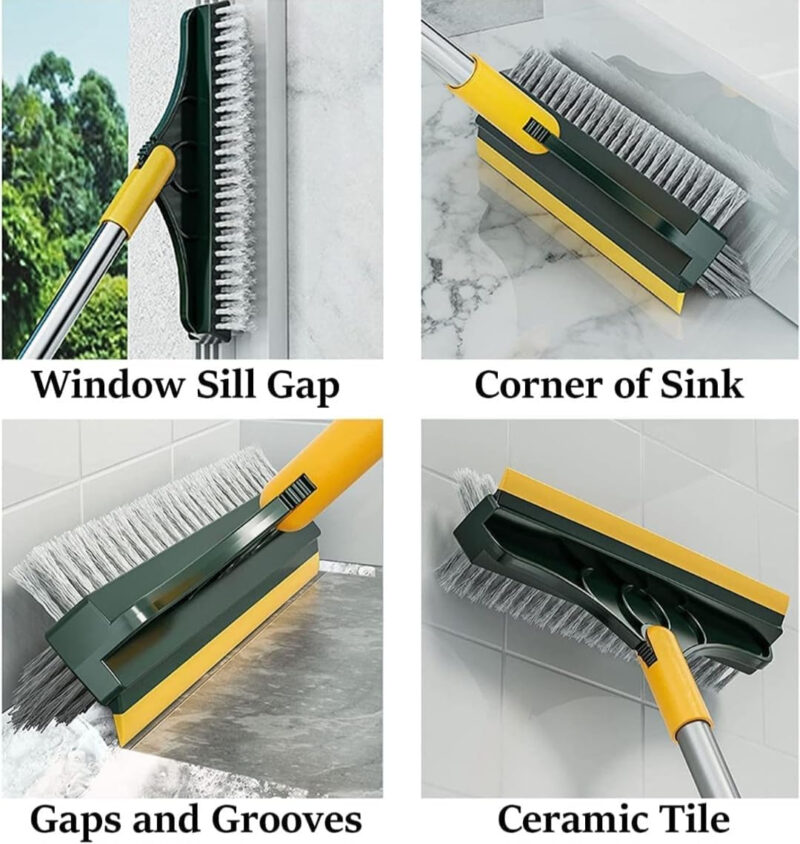 3-in-1 Bathroom Cleaning Brush with Wiper – Rotating Floor Scrubber & Long Handle - Image 6