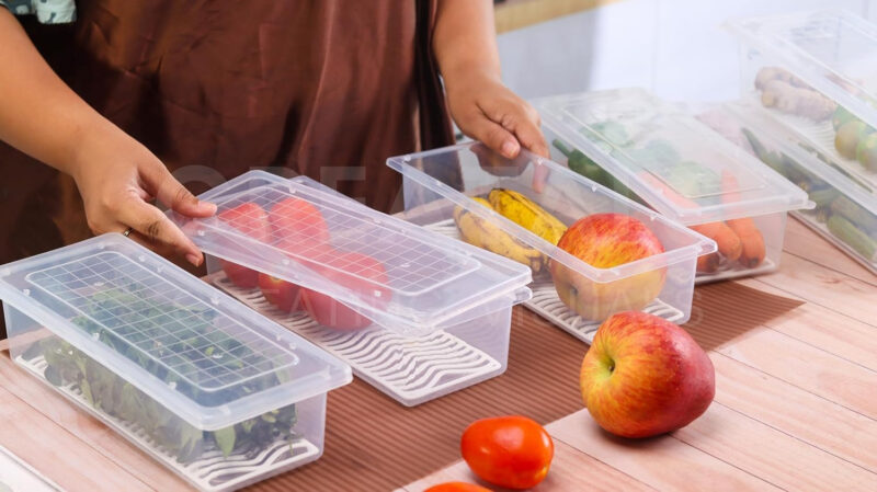6-Pack Fridge Organizer Boxes with Drain Plate & Locking Lids – 1500ML BPA-Free Containers - Image 2