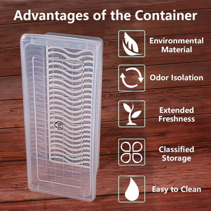 6-Pack Fridge Organizer Boxes with Drain Plate & Locking Lids – 1500ML BPA-Free Containers - Image 4