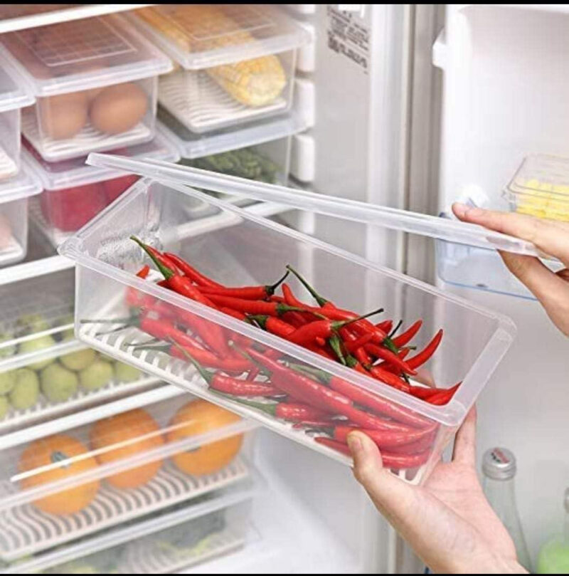 6-Pack Fridge Organizer Boxes with Drain Plate & Locking Lids – 1500ML BPA-Free Containers - Image 6