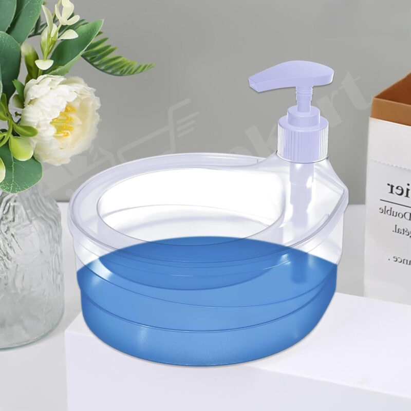 2-in-1 Dish Soap Dispenser with Sponge Holder – 1000ml Refillable Kitchen Soap Pump - Image 2