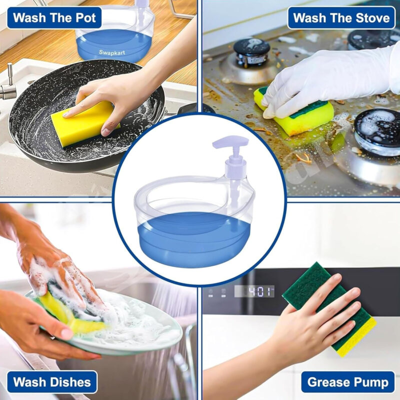 2-in-1 Dish Soap Dispenser with Sponge Holder – 1000ml Refillable Kitchen Soap Pump - Image 4