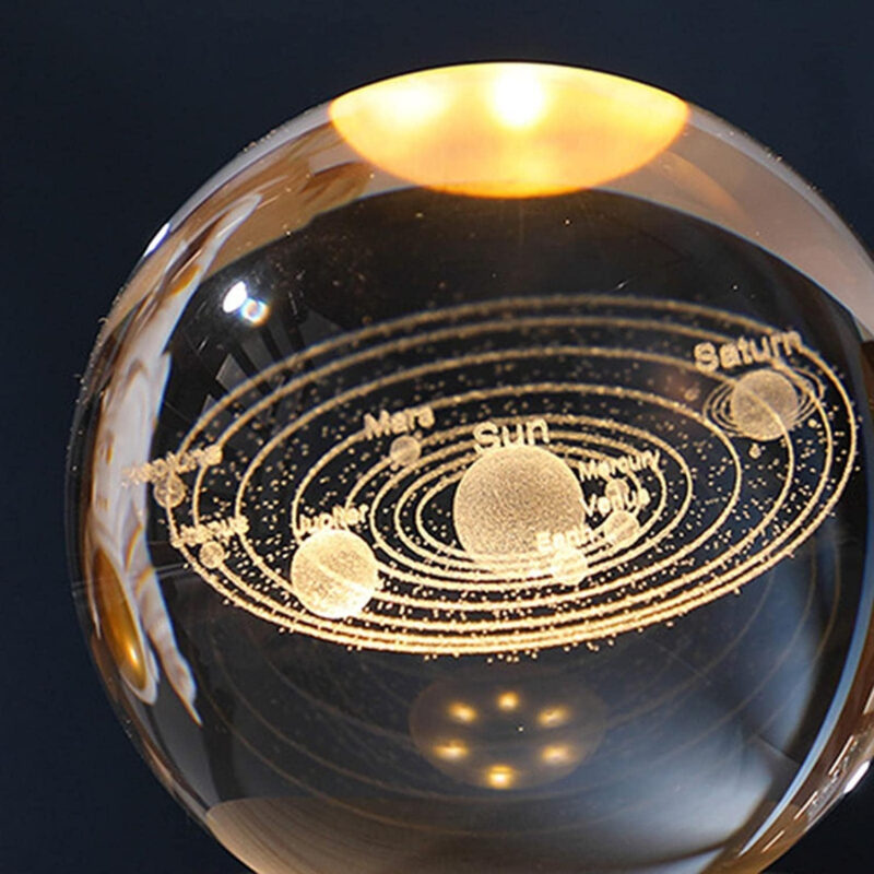 3D Galaxy Crystal Ball Night Light – USB LED Saturn Planet Lamp with Wooden Base - Image 6