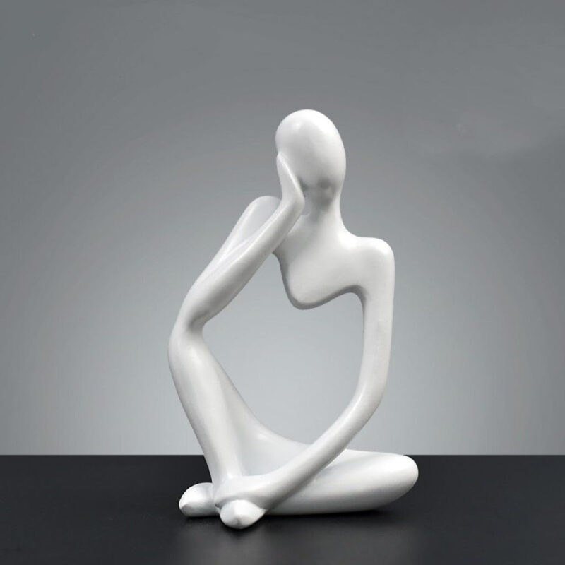 ASW Abstract Thinker Sculpture Set, White Resin Decorative Figurines, Modern Art Home Decor, 3-Piece - Image 3