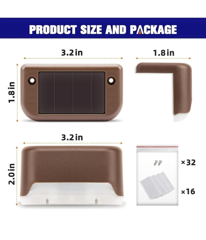 C.HERRY Solar Deck Lights Outdoor, Solar Step LED Waterproof Lighting for Outdoor Deck, Patio, Driveway (Warm White) (4) (4) - Image 3