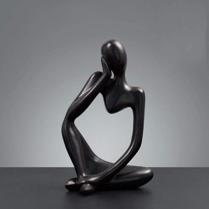 ASW Abstract Thinker Sculpture Set, Modern Black Resin Figurines, Contemporary Home Decor, 3-Piece - Image 3
