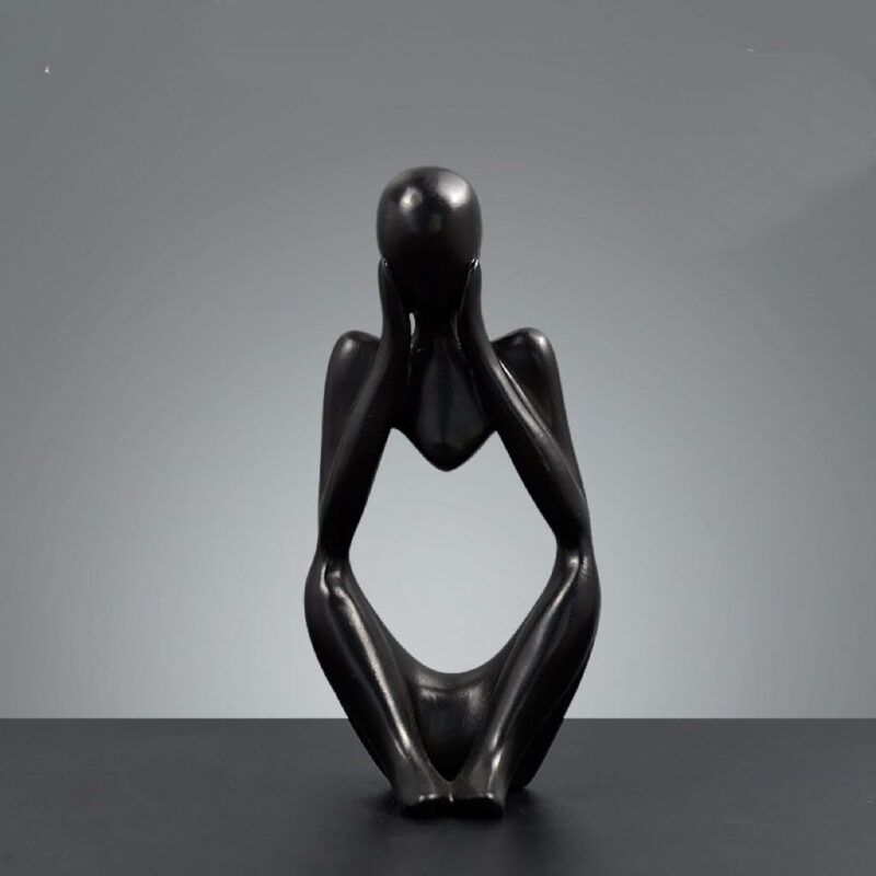 ASW Abstract Thinker Sculpture Set, Modern Black Resin Figurines, Contemporary Home Decor, 3-Piece - Image 7