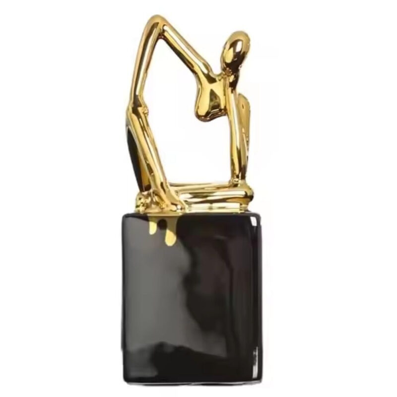 ASW Creative Thinker Design Showpieces Sitting Relax in Gold Room Decoration Item Luxury Ceramic Home Decor, Gold, 7X7.5X23 cms Size - Image 2