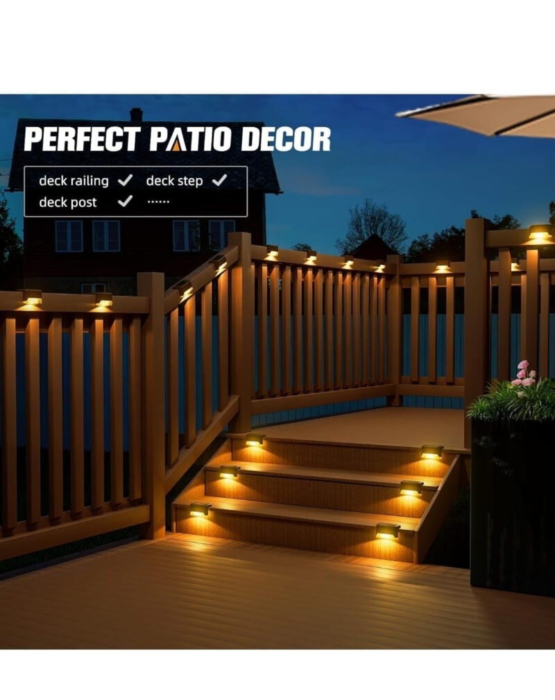 IDELLA Solar Deck Lights Outdoor, 8PCS Solar Step LED Waterproof Lighting for Outdoor Deck, Patio, Driveway (Warm White) - Image 4