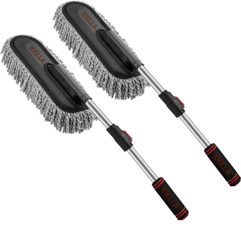 C.HERRY® Car Duster, Extendable Long Handle Microfiber Exterior Scratch Free Car Cleaning Tool, Car Duster Brush for Pickup,SUV, Vehicles Cleaning,Multicolor (CARDUSTER Pack of 2)