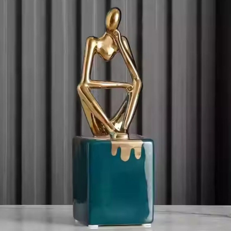 ASW Creative Abstract Characters Simple European Style Living Room Office Accessories Gift Thinker Ceramic Home Decoration, 7X7.5X23 cms