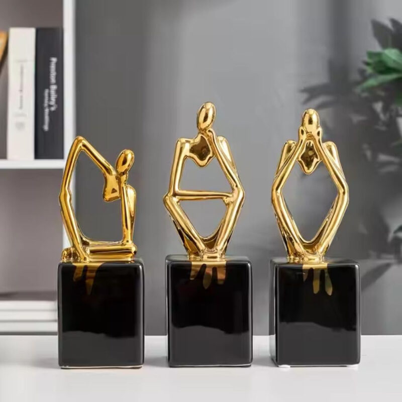 ASW Creative Abstract Characters Simple European Style Living Room Office Accessories Gift Thinker Ceramic Home Decoration, 7X7.5X23 cms - Image 2