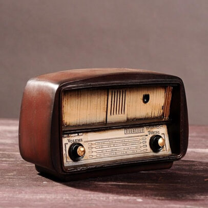 ASW Vintage Style Radio Decorative Show Piece, 17 x 11 x 6.5 cm, Resin, Gold Brown